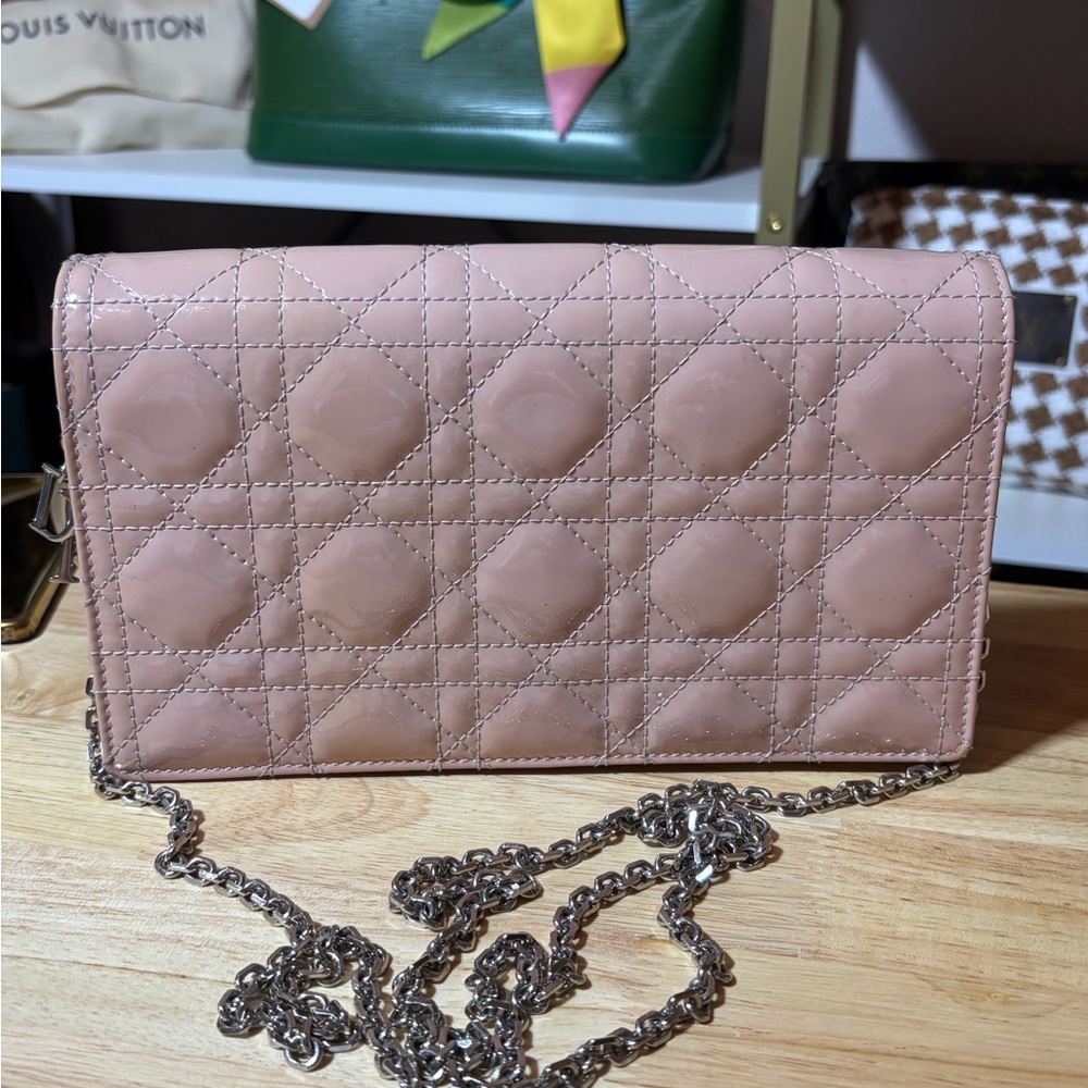 Pink Christian Dior Quilted Chain Bag